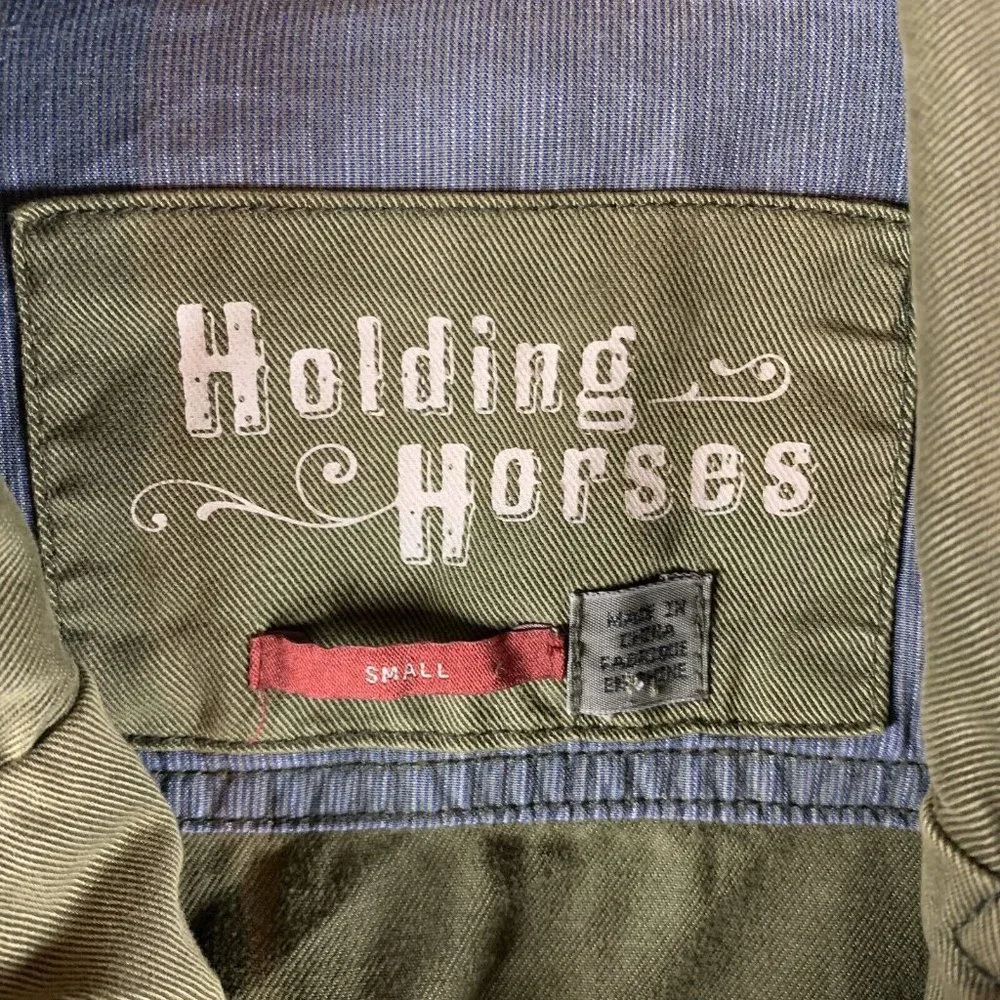 Holding Horses Field Jacket Women's Small Olive Green Denim Notch Lapel‎ 7769 - Picture 3 of 7